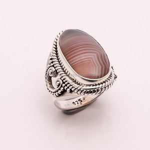 Anillo de Plata de Ley 925 sólida, joyería de piedras preciosas de ágata Natural de Botsuana, joyería al por mayor - Product Image 1