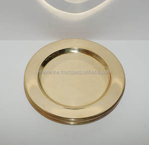 Placas de cargador redondas con borde martillado de acero inoxidable dorado para decoración de eventos de fiesta de boda Platos y platos - Product Image 3