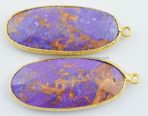Colgante de cobre púrpura con gema turquesa, joyería fina con ajuste de bisel - Product Image 4