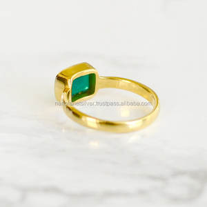 Anillo con Bisel de Ónice Verde Rectangular - Product Image 2