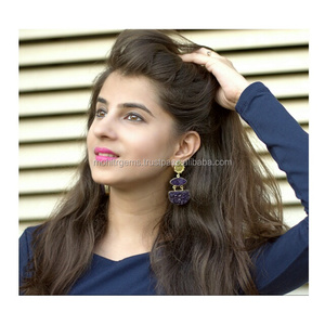 Tewa Vintage Classic <b>Statement</b> Knot Earrings with Channel Set Marquise D-Shape Quartz Antique Gold Plated Alloy Women's <b>Jewelry</b> - Product Image 1