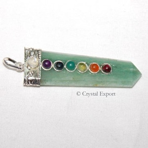 Pendentifs Chakra en Pierre de Quartz : Pendentifs Chakra en Pierres Précieuses - Exportation de Cristaux - Product Image 1