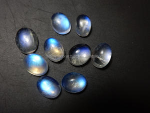 พลอยรูปพระจันทร์สีฟ้าเพลิงสีรุ้งธรรมชาติทรงไข่ขนาด8x10มม. สำหรับทำเครื่องประดับ - Product Image 6
