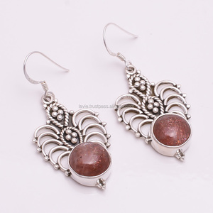 ต่างหูห่วงพลอยอัญมณี925สเตอร์ลิงเงินทำด้วยมือเครื่องประดับแต่งงานจากผู้ผลิต - Product Image 1