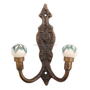 Perchas de cerámica hechas a mano para montar en la pared, ganchos reutilizables de hierro, verde, Floral, utilidad, sombrero, bolsas, ropa de alta resistencia - Product Image 1