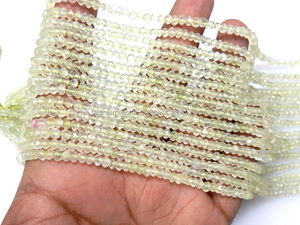 Cuentas Redondas Facetadas de Prehnita Verde Natural de Primera Calidad de 4 mm, Precio de Fábrica, Cuentas de Piedras Preciosas en Bruto - 14 Pulgadas - Product Image 4