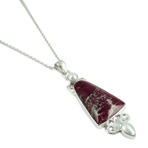 Authentique bijou Shri Ashapura, pendentif en argent plaqué avec perle de jaspe en forme de poire fantaisie, pour mariage, style chrétien classique - Product Image 3
