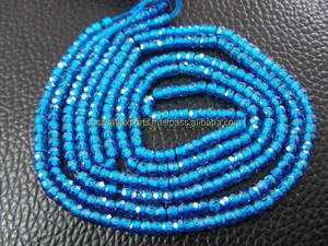 ลูกปัดเพทายสีน้ำเงินนีออนธรรมชาติทรงรอนเดลเหลี่ยมเพชร 3 มม. สำหรับทำเครื่องประดับ คริสตัลหินบำบัด ได้รับการรับรองจากผู้ที่สาม Coszcalt - Product Image 3