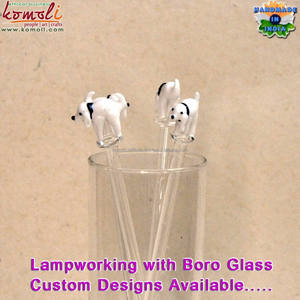 Custom Boro Glass Swizzle Sticks Agitadores de café y bebidas hechos a mano para bares, uso doméstico, regalos y accesorios únicos para bebidas - Product Image 3