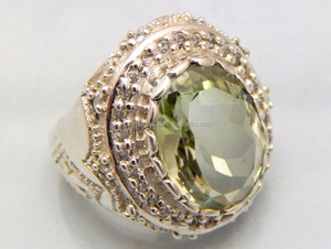 Bonito anillo de Plata de Ley 925 de estilo clásico verde, anillo de bodas de piedras preciosas de cuarzo amatista para mujer certificado por CMA - Product Image 2