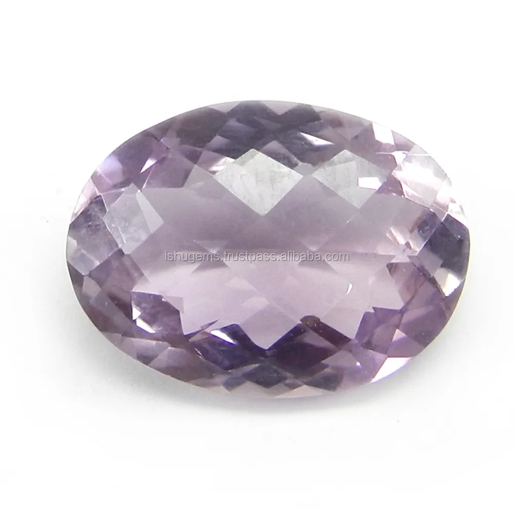 9.8Cts Oval Checker Cut Natural Rose De France Pink Amethyst 12x17mm Loose Gemstone