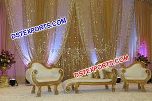 Conjunto de sofá tallado boda india real, conjunto de muebles de boda de madera dorada, conjunto de sofá de boda de diseño moderno EE.UU. - Product Image 4