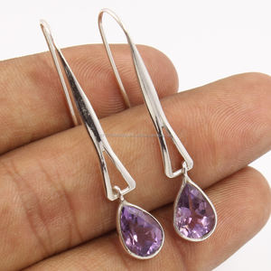 Best Seller Handcrafted Women's & Girl's Drop <b>Earrings</b> 925 Sterling Silver Natural Amethyst Gemstones Wedding Party Gift Her - Product Image 1