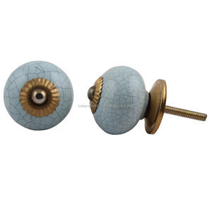 Ceramic <b>Decorative</b> <b>Knobs</b> Sky Blue Cupboard Pulls Crackle Farmhouse Cabinets <b>Drawers</b> Mid Century Modern <b>Drawer</b> 3.81 cm CRACK-47 - Product Image 1
