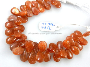 ธรรมชาติดวงอาทิตย์หินอัญมณีลูกแพร์เรียบหยด Briolette ลูกปัดอาทิตย์หินลูกปัดขายส่งราคาโรงงาน - Product Image 6