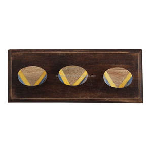 Wholesale Handmade Decorative Wood Oval Design Yellow Wall Hangers Hooks Reusable Utility Hat Bags <b>Clothes</b> Heavy Duty - Product Image 1