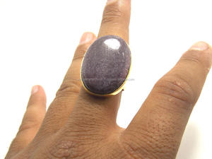 Gold Plated Natural Charoite Adjustable Ring <b>Jewelry</b> - Product Image 2