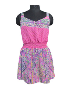 เดรสสั้นผ้าไหมวินเทจพิมพ์ลายแฟชั่นสำหรับผู้หญิง - Product Image 1