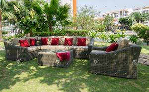 Sofá de mimbre sintético antiguo PE de diseño moderno, muebles de jardín tropical de aluminio para exteriores para el hogar o el Hotel - Product Image 2