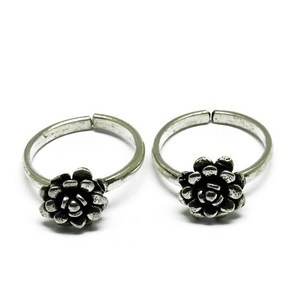 Amazing Flower Oxidized Plain <b>Silver</b> 925 <b>Sterling</b> <b>Silver</b> Wholesale <b>Toe</b> <b>Rings</b> Handmade <b>Silver</b> Jewelry Shri Ashapura Jewels - Product Image 2
