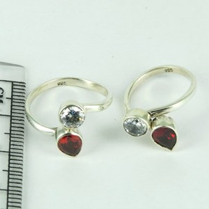 Fabulous White <b>CZ</b> & Red <b>CZ</b> Gemstone Sterling Silver Bohemian Bezel Setting <b>Ring</b> for Women/Unisex-Party & Wedding Gift - Product Image 2