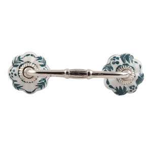 Poignée d'armoire en vrac faite à la main en céramique blanche verte florale en gros poignée de commode Lot poignée de tiroir Vintage poignée de porte Unique - Product Image 1