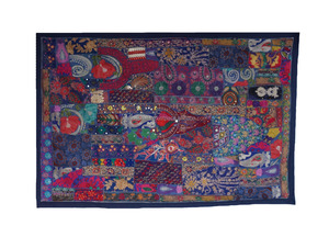 Vintage Sari Patchwork Tapiz Hilo Metálico Bordado Colgante de Pared - Product Image 2