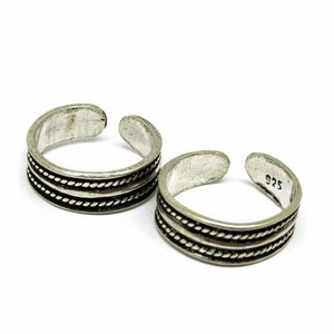 Bagues de pied indiennes uniques en argent sterling 925 oxydé, style bohème, bijoux religieux hindou Shri Ashapura - Product Image 2