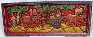 Suspension murale en bois sculpté à la main, 1 pièce, Sculpture indienne, panneau mural en bois sculpté à la main avec vie du guerrier - Product Image 3