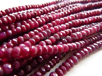 Perles de pierres précieuses rouges rubis en forme de rondelle, prix d'usine