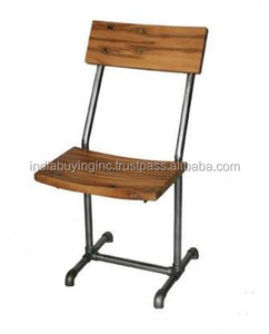 Silla plegable de alta durabilidad India vintage, asiento de madera maciza y base de metal, silla plegable para oficina en casa, muebles comerciales - Product Image 2