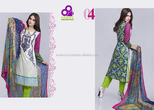 Costumes de pelouse en coton pakistanais traditionnels cousus pour adultes vêtements indiens - Product Image 6