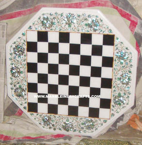 Decorative Marble Inlay <b>Chess</b> Design <b>Table</b> Tops - Product Image 1