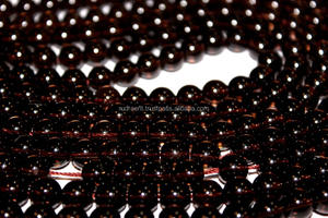 Rudra Gems ลูกปัดควอทซ์สีควันเรียบ8มม. เคลือบด้วยขี้ผึ้งอัญมณีสีแดง/น้ำตาล/เคลือบน้ำมันของบุคคลที่สามที่ได้รับการรับรองสำหรับการรักษาเครื่องประดับ - Product Image 2