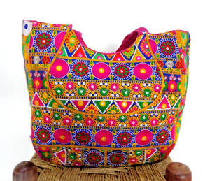 Indian Vintage Bohemian Kutchi Embroidery <b>Work</b> Handmade Fabric Handbag-Kutchi <b>Bag</b> - Product Image 6