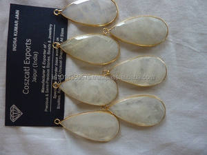 Venta al por mayor Rainbow Moonstones Bisel Conectores Plata de Ley con Chapado en Oro para Pulsera y Collar Colgante Joyería - Product Image 5