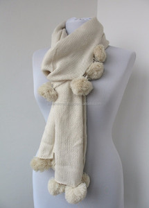 woman fashion scarf pom pom scarf pom pom tassel scarf scarf with tassel The Art of Handmade - Product Image 1