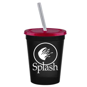 USA Made 16 oz Stadium Cup With Straw And Lid - features straw and lid and comes with your logo