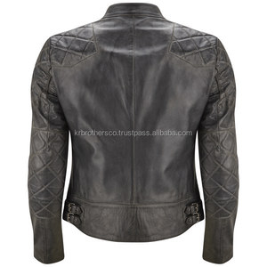 Service OEM, veste de motard en cuir de vache de haute qualité, décontractée, d'hiver, grande taille pour hommes, en cuir noir - Product Image 2