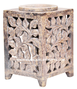 Aroma <b>Oil</b> <b>Burner</b> Soapstone Room Fresher Handmade Durable Sustainable with Polished Finish for Home Office Decoration for Worship - Product Image 2