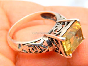 Classic Style Women's Lemon Quartz Gemstone Ring 925 Sterling <b>Silver</b> <b>Wedding</b> <b>Band</b> Pretty with CMA Certificate - Product Image 4