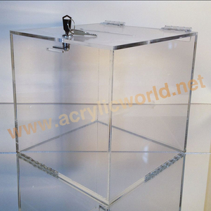 กล่องลงคะแนนเสียงอะคริลิโปร่งใส/กล่องบริจาคที่มีการล็อคและกล่องการกุศลที่สำคัญคริลิ/กล่องบริจาค - Product Image 2