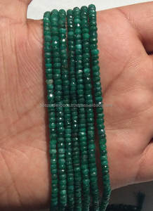 Piedra preciosa Esmeralda natural Facetada Rondelles Strand Green Beads Precioso y hermoso - Product Image 2