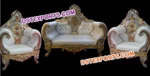 Chaise trône à dossier haut pour événement de mariage Ensemble de canapés en métal laiton doré Dernières chaises à dossier haut avec canapé Royaume-Uni - Product Image 3