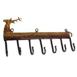 Suporte de parede de bronze para chave com sete gancho-montagem de equipamento decorativo