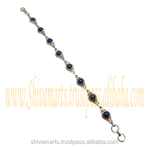 925 Sterling <b>Silver</b> Lapis Lazuli Gemstone <b>Bracelet</b> Beautiful Vintage Fashion Handmade Jewelry Rhodium Plated Party Gift - Product Image 2