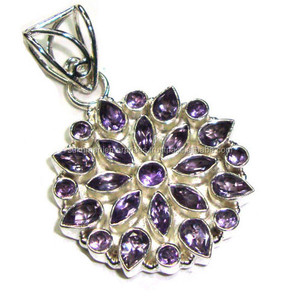 Colgante de amatista antigua, joyería de plata 925, venta al por mayor - Product Image 1