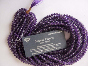 พลอยอเมทิสต์ธรรมชาติลูกปัดกลมคริสตัลสีม่วงหินบำบัดสำหรับทำเครื่องประดับ - Product Image 2