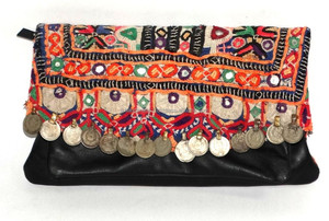 Bolso de Mano de Cuero de Diseño, Bolso Banjara de Tela Vintage, Bolso de Mano Banjara de Cuero Estilo Gitano - Product Image 3