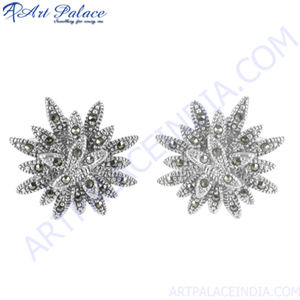 Boucles d'oreilles clous en argent 925 en forme d'étoile Art Palace avec strass en cristal, plaqué rhodium, bijoux de luxe pour femme pour les soirées - Product Image 3
